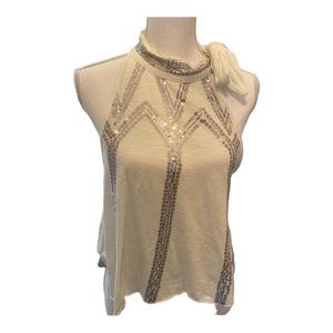 Free People Glitter City tie-neck tank